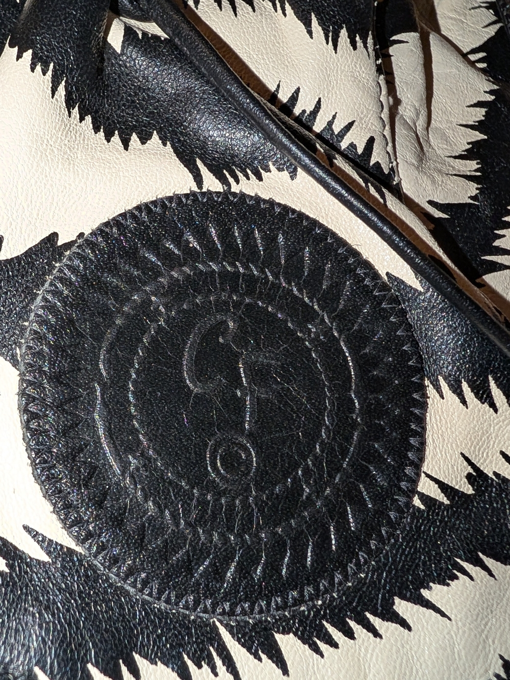 Carlos Falchi Leather Sac Black White - Picture 2 of 13